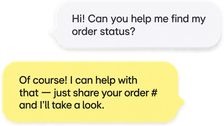 A support chat about an order